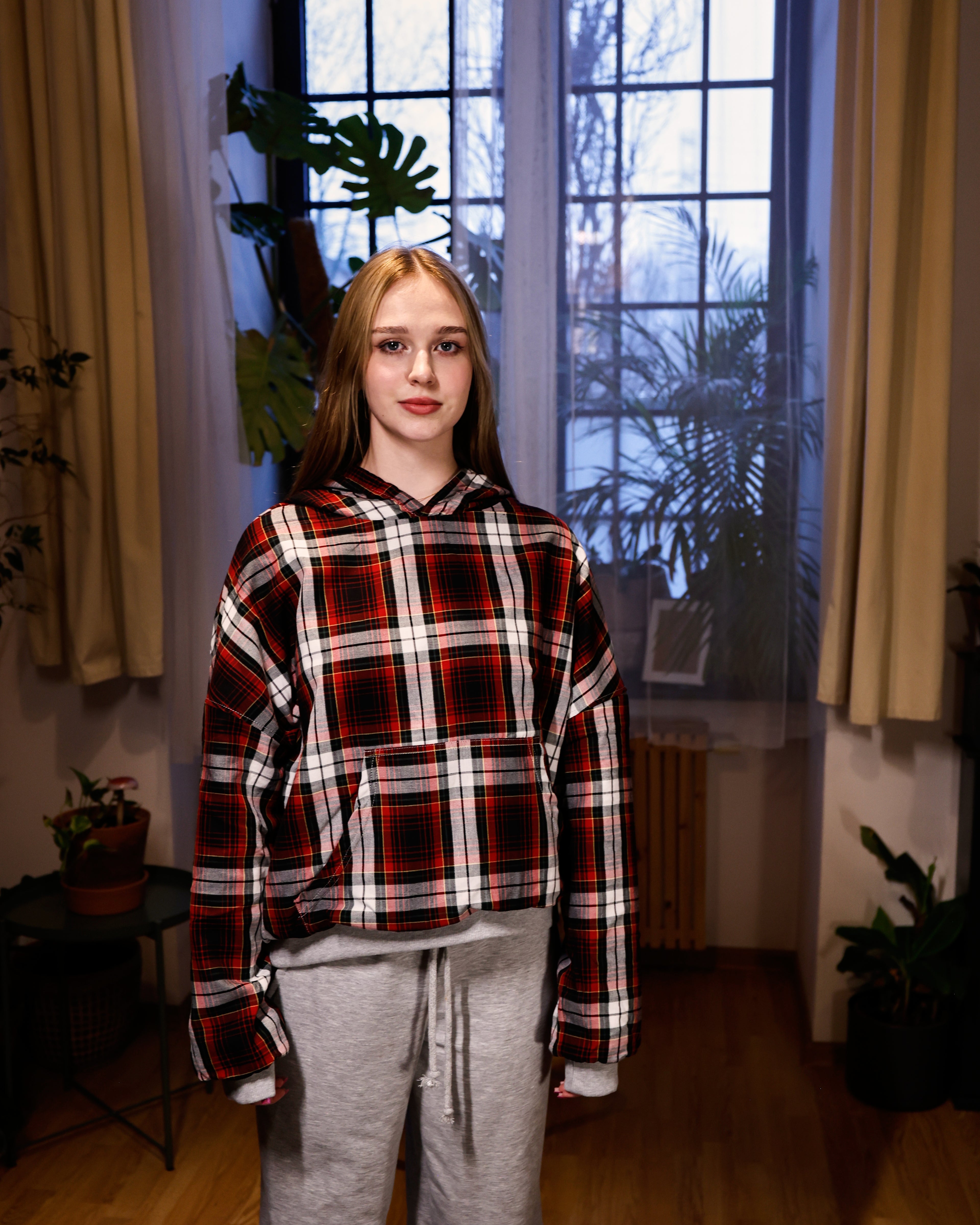 REVERSIBLE FLANNEL HOODIE (red)