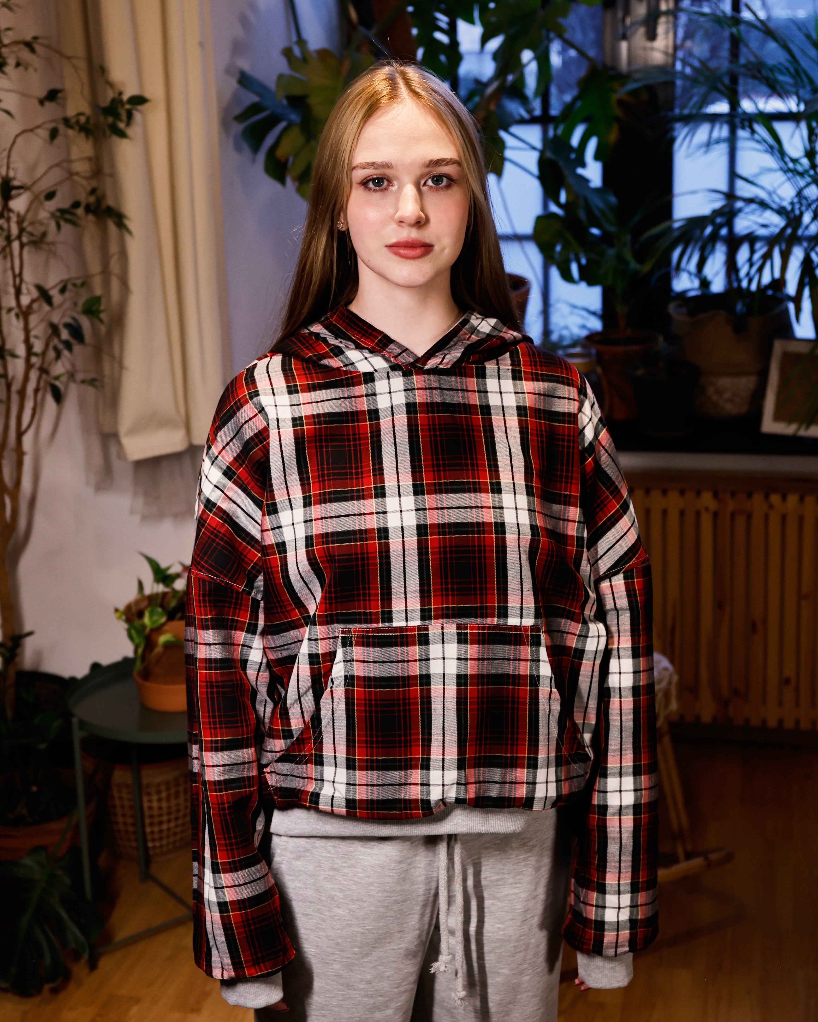 REVERSIBLE FLANNEL HOODIE (red)