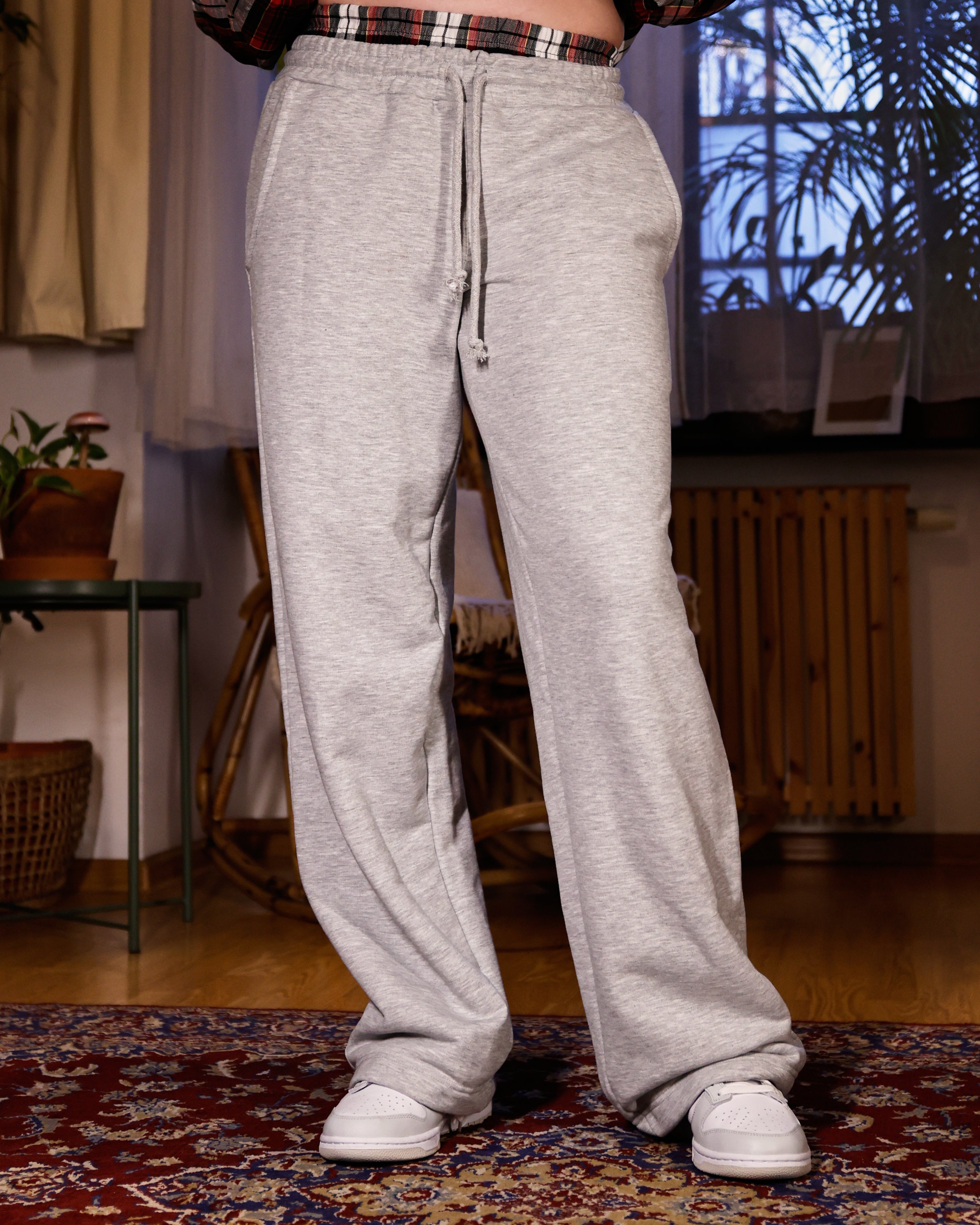 FLANNEL DOUBLE WAIST SWEATPANTS (red)