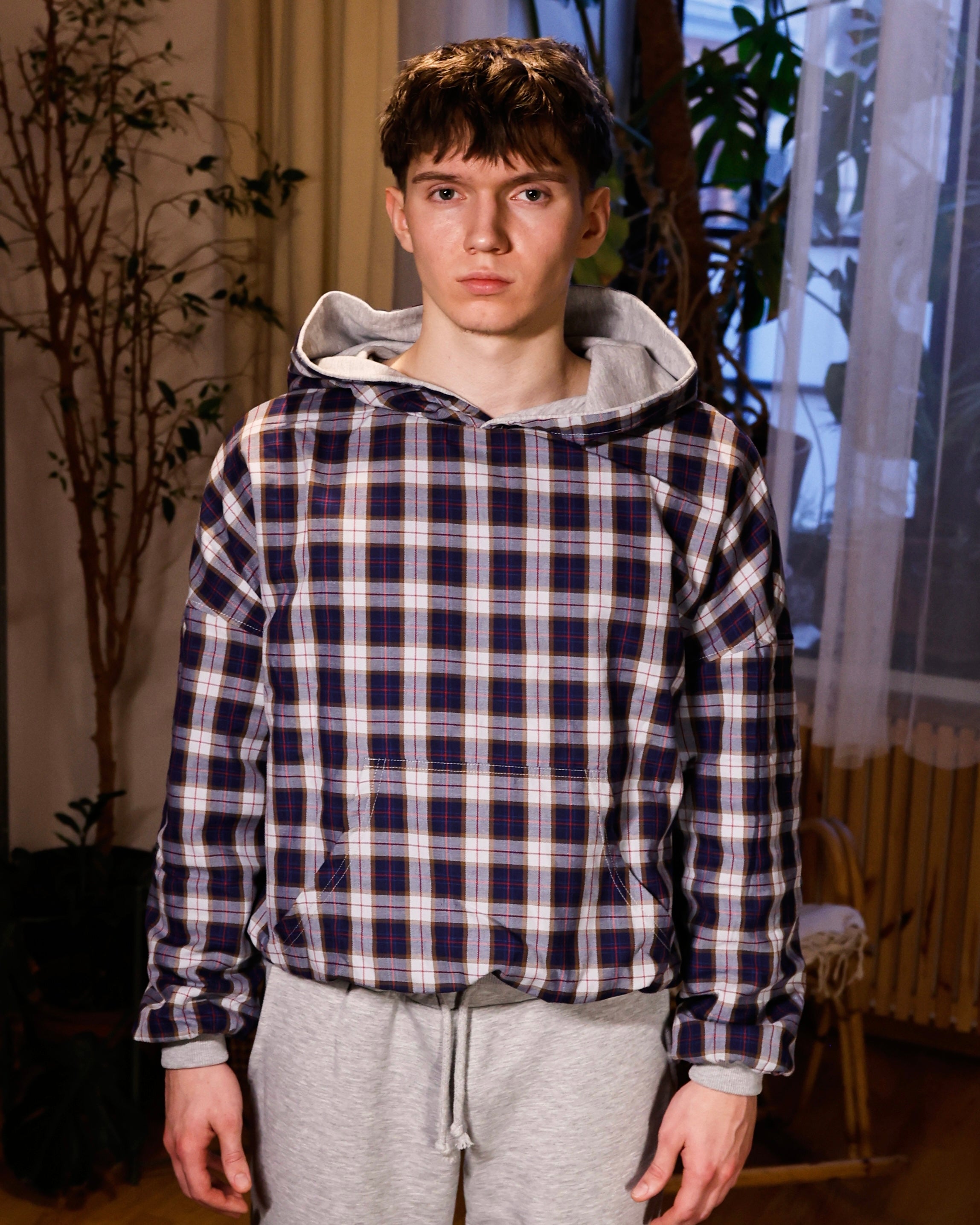 REVERSIBLE FLANNEL HOODIE (blue)