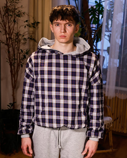 REVERSIBLE FLANNEL HOODIE (blue)