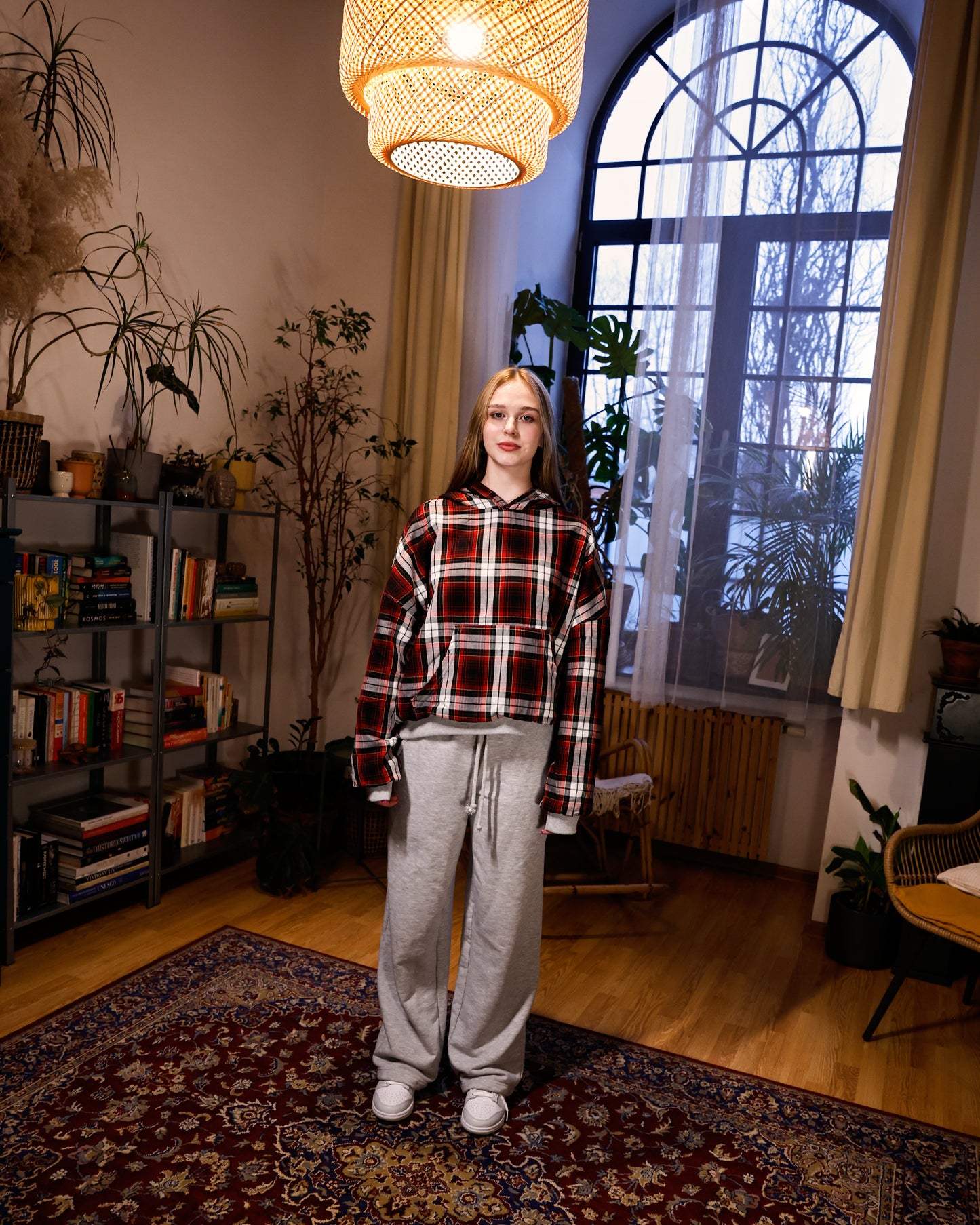 FLANNEL DOUBLE WAIST SWEATPANTS (red)