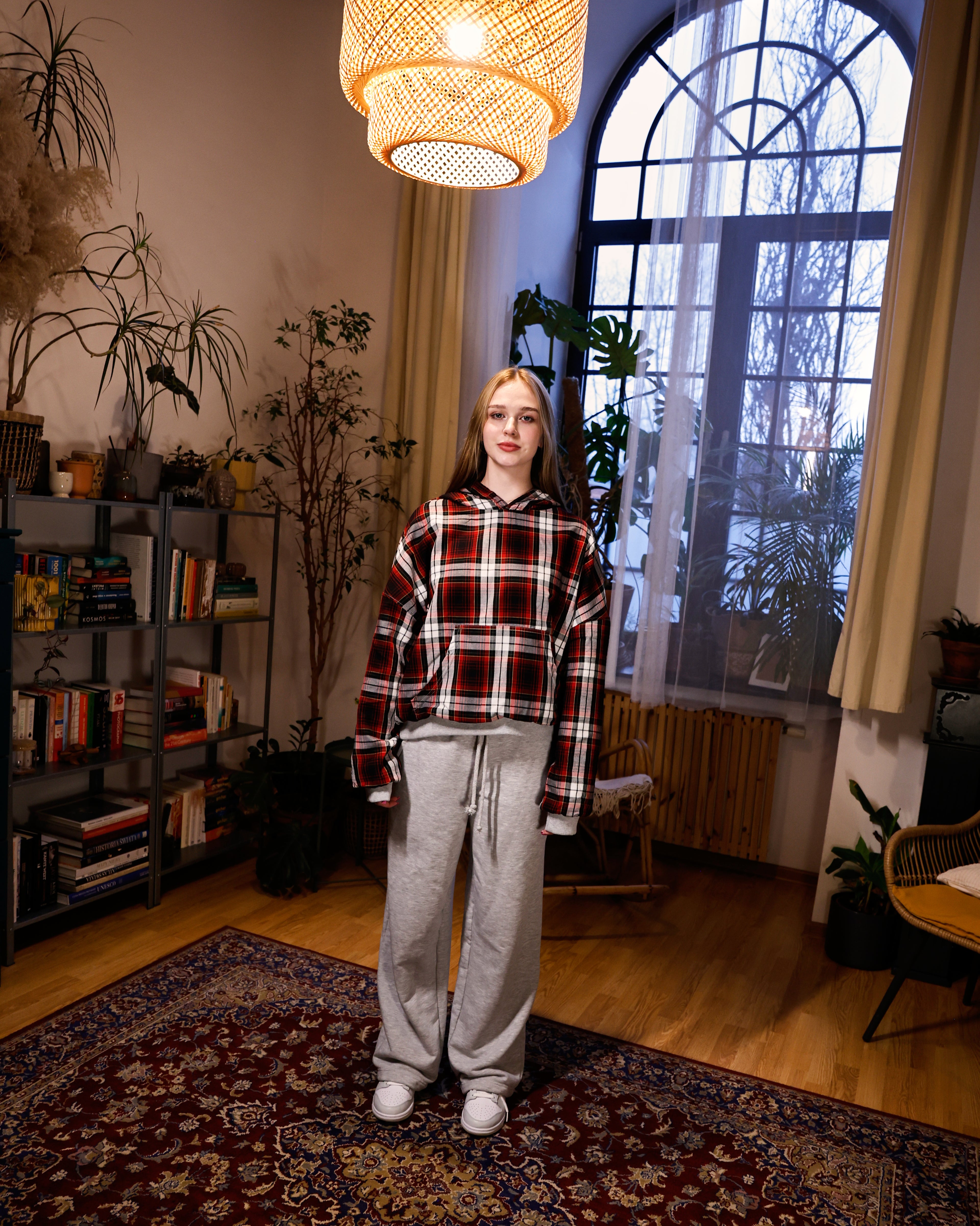 FLANNEL DOUBLE WAIST SWEATPANTS (red)